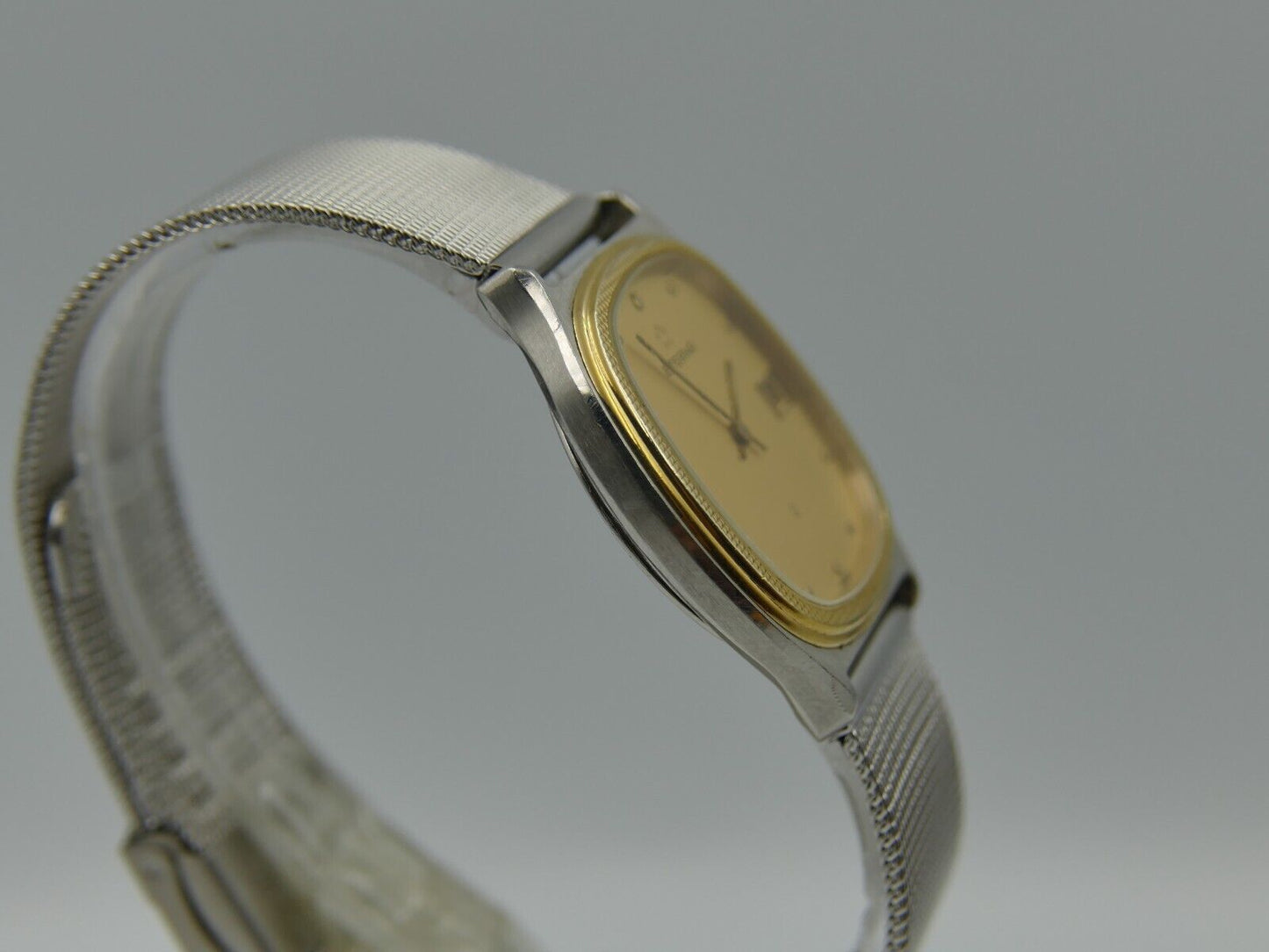 80's vintage watch mens Eterna ref. 122.2122.46 quartz Eta 955.411 steel & gold
