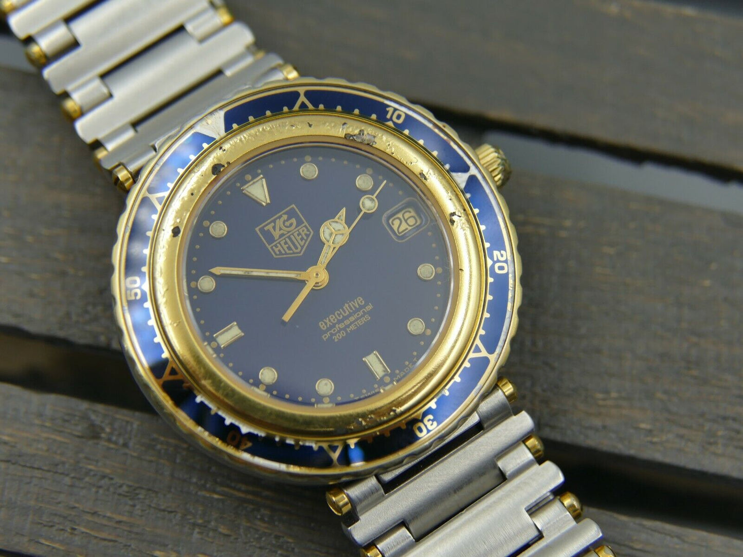 80's vintage watch Tag Heuer executive ref. 915.613 steel blue dial 35mm