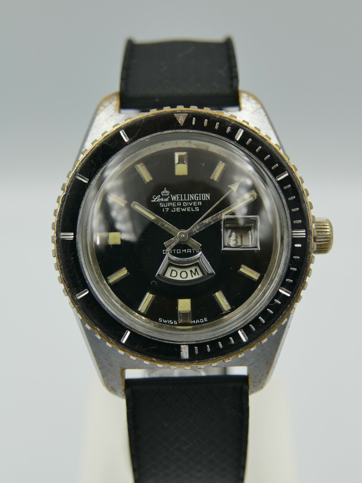70's vintage mens Lord Wellingion super diver datomatic EB8387 40mm RARE