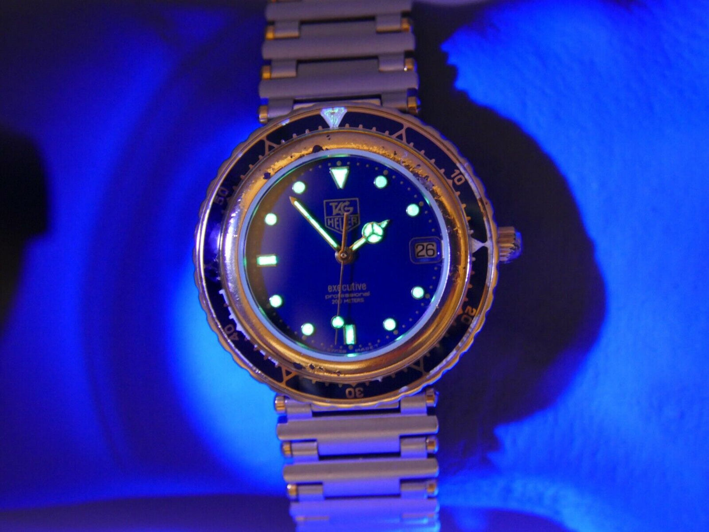 80's vintage watch Tag Heuer executive ref. 915.613 steel blue dial 35mm