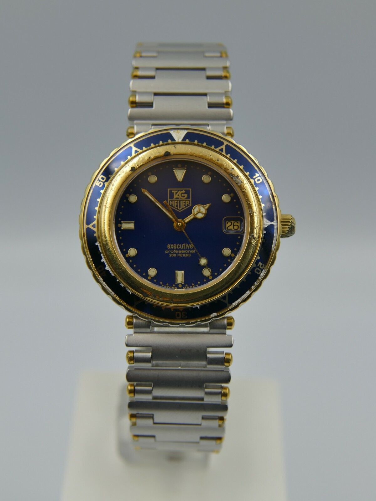 80's vintage watch Tag Heuer executive ref. 915.613 steel blue dial 35mm