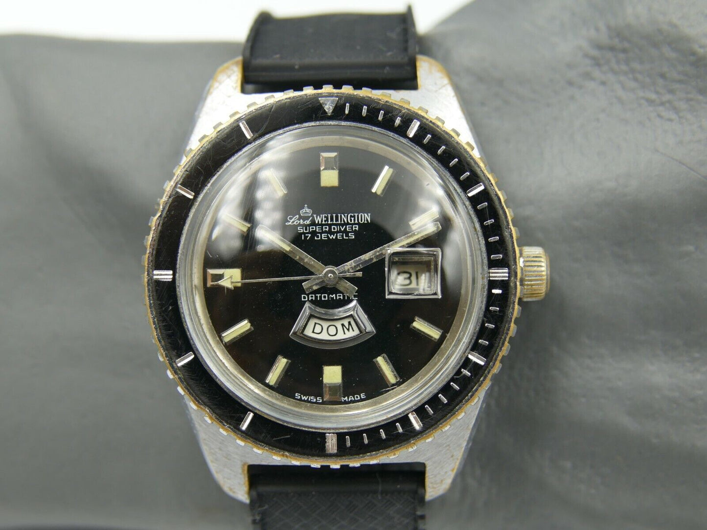 70's vintage mens Lord Wellingion super diver datomatic EB8387 40mm RARE