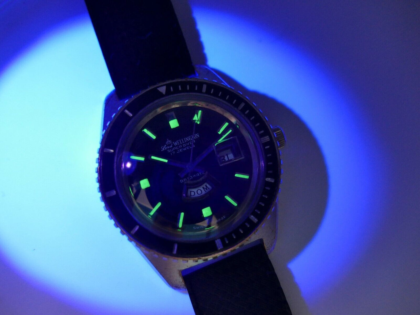 70's vintage mens Lord Wellingion super diver datomatic EB8387 40mm RARE