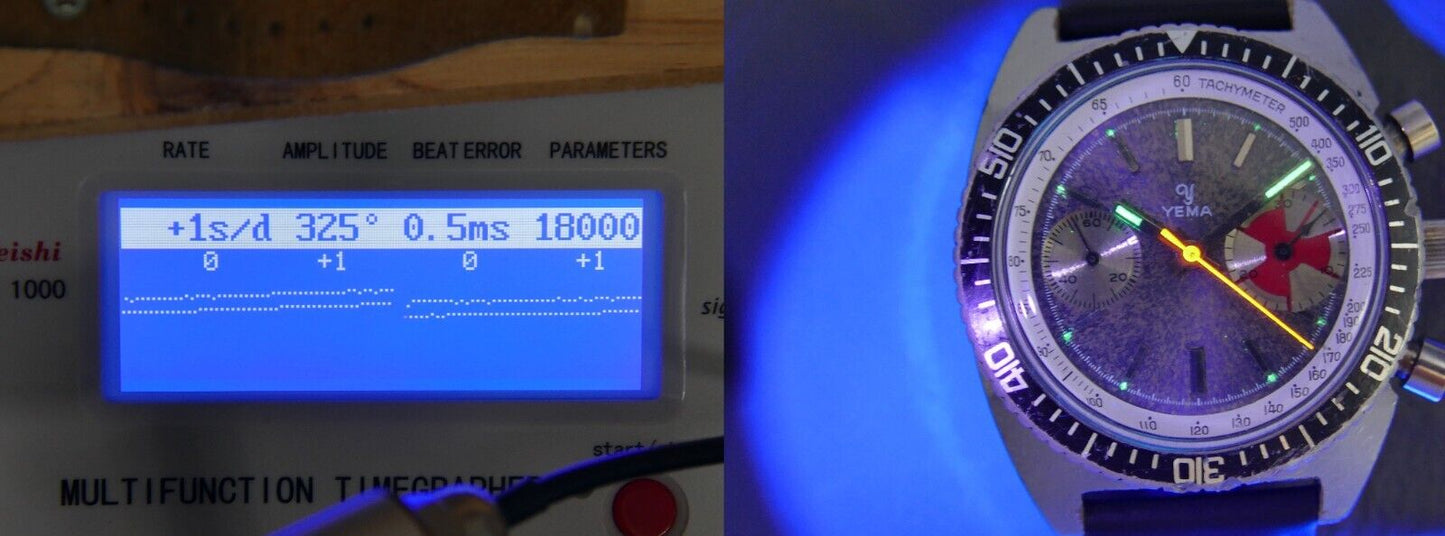 70's vintage watch mens Yema ref 311122 chronograph valjoux 7733 BIG EYE rare