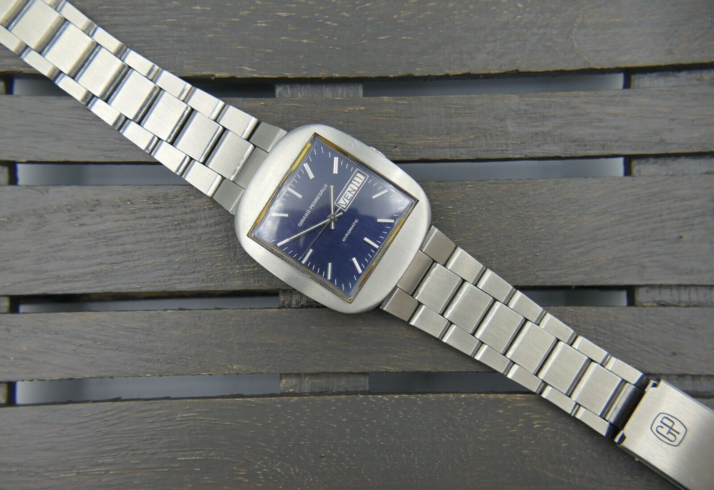 70's N.O.S vintage watch mens Girard Perregaux gyromatic automatic 34.5mm blue