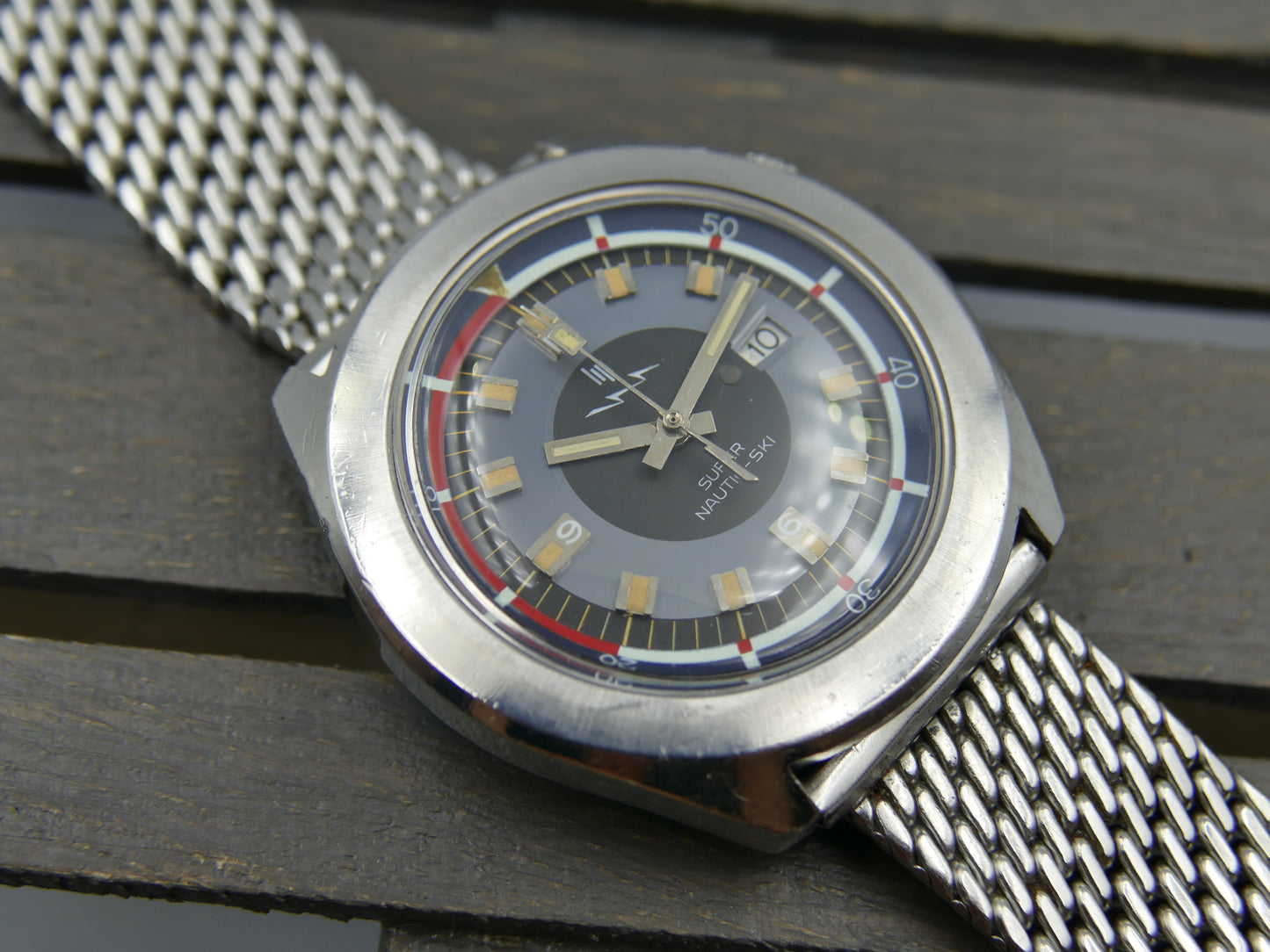 70's vintage watch mens Lip Nautic Ski super compressor 42mm diver ref. 60.592