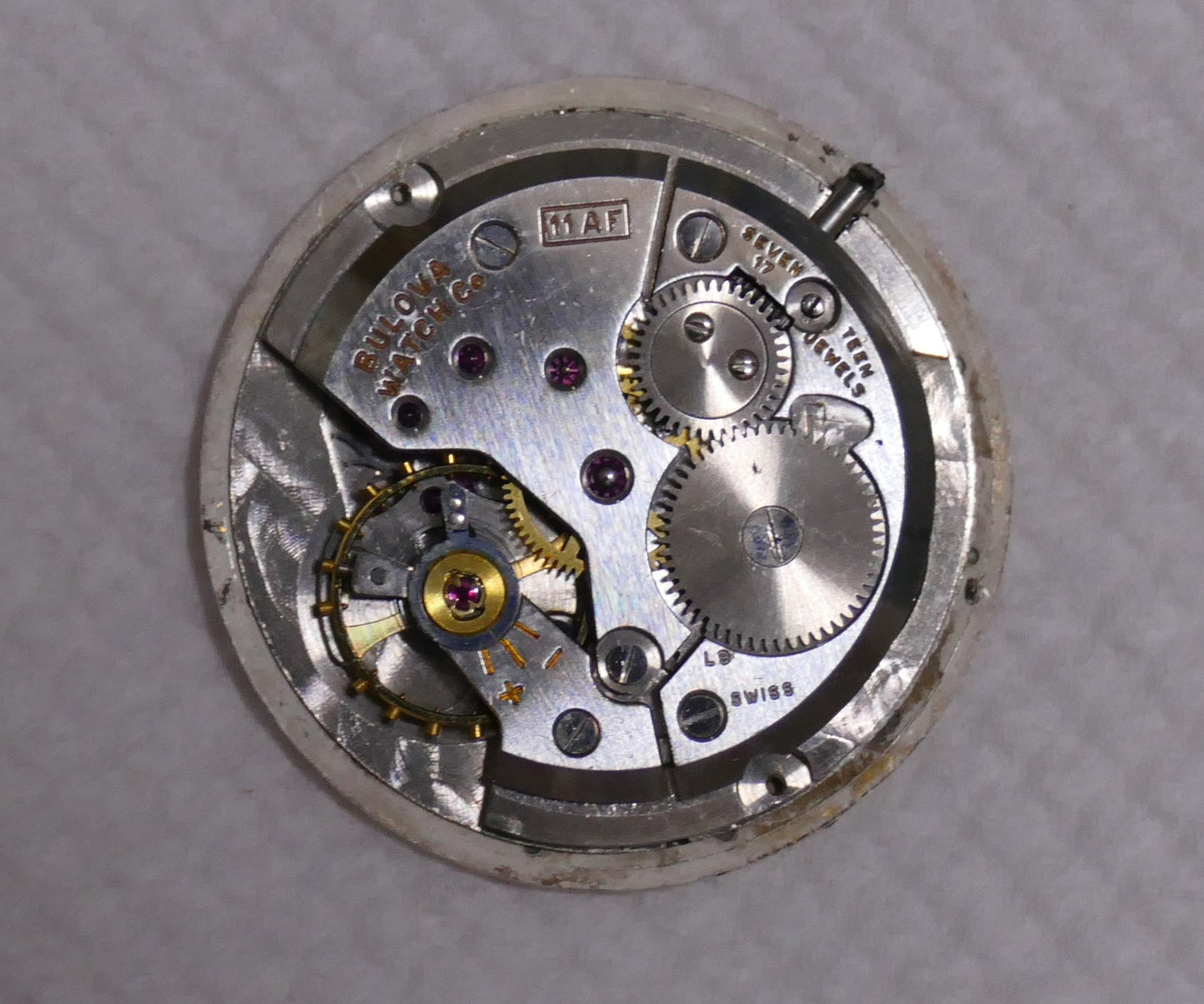 60's vintage dress watch mens Bulova flat manual wind 11 AF steel serviced