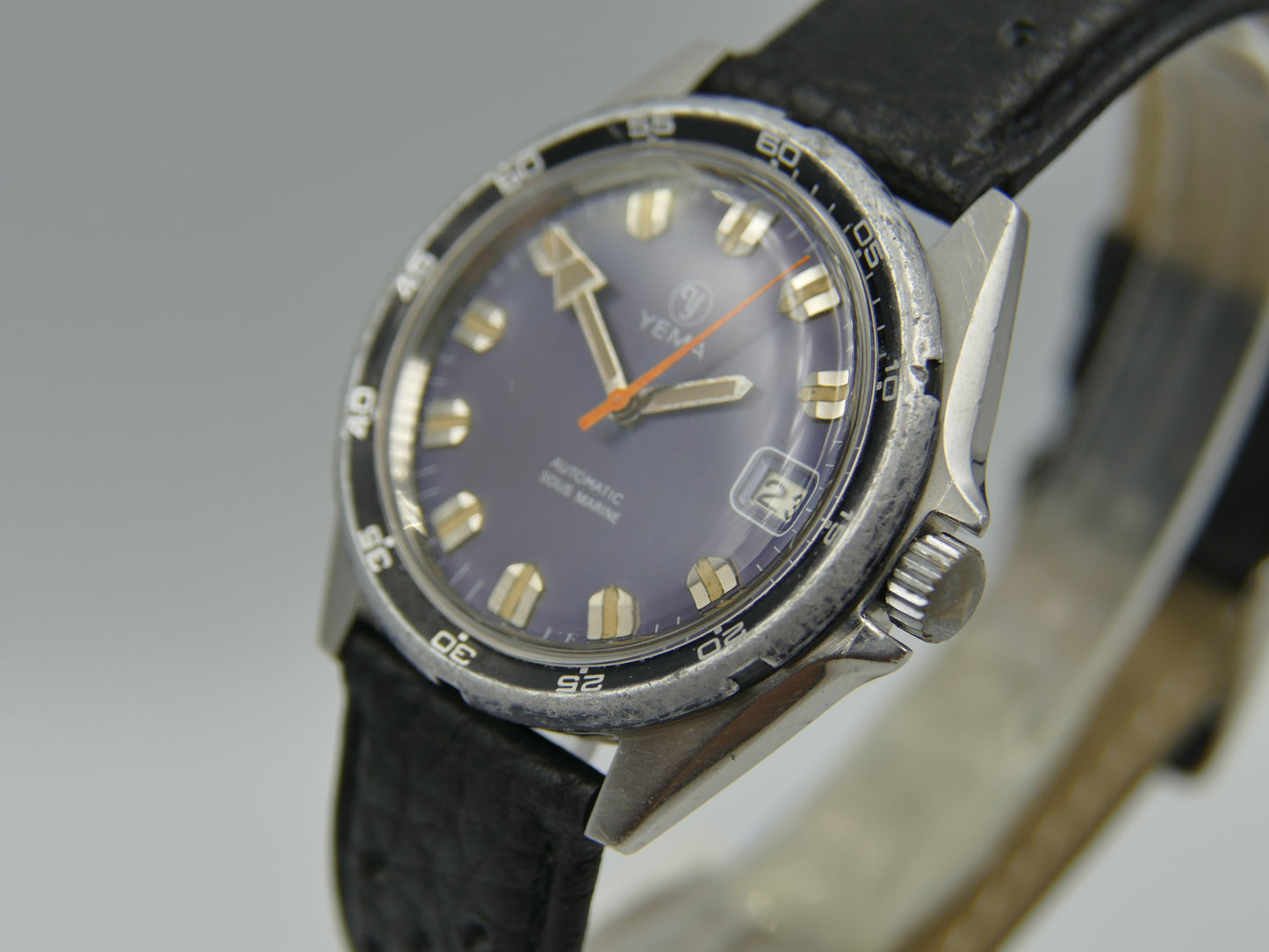 80s vintage watch mens Yema Sous marine diver automatic FE 4611A Steel RARE