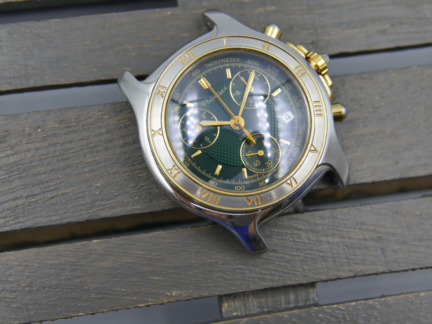 Watch mens Philip Watch Chronograph quartz ETA 251.262 steel case 42mm RARE