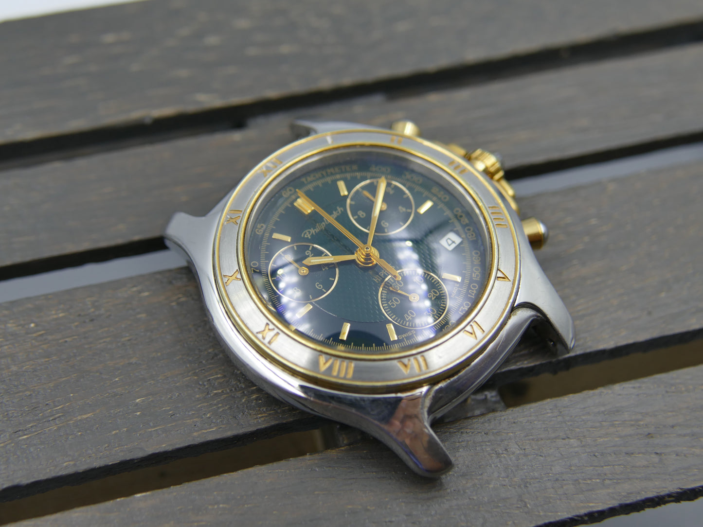 Watch mens Philip Watch Chronograph quartz ETA 251.262 steel case 42mm RARE