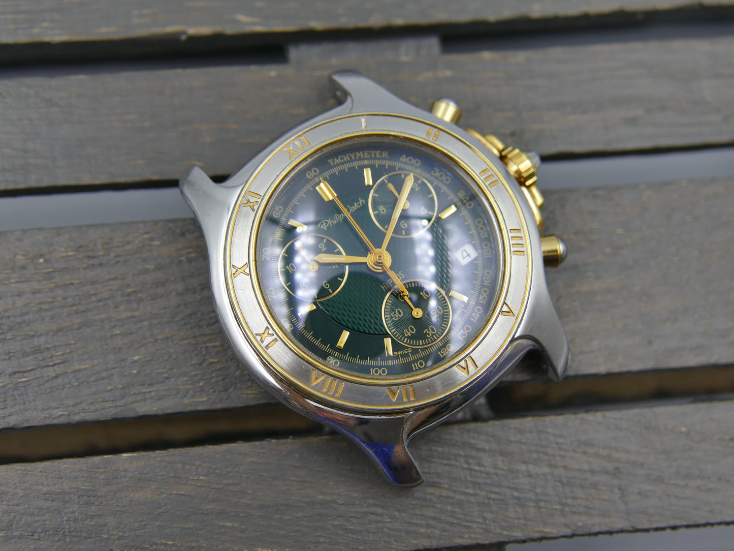 Watch mens Philip Watch Chronograph quartz ETA 251.262 steel case 42mm RARE