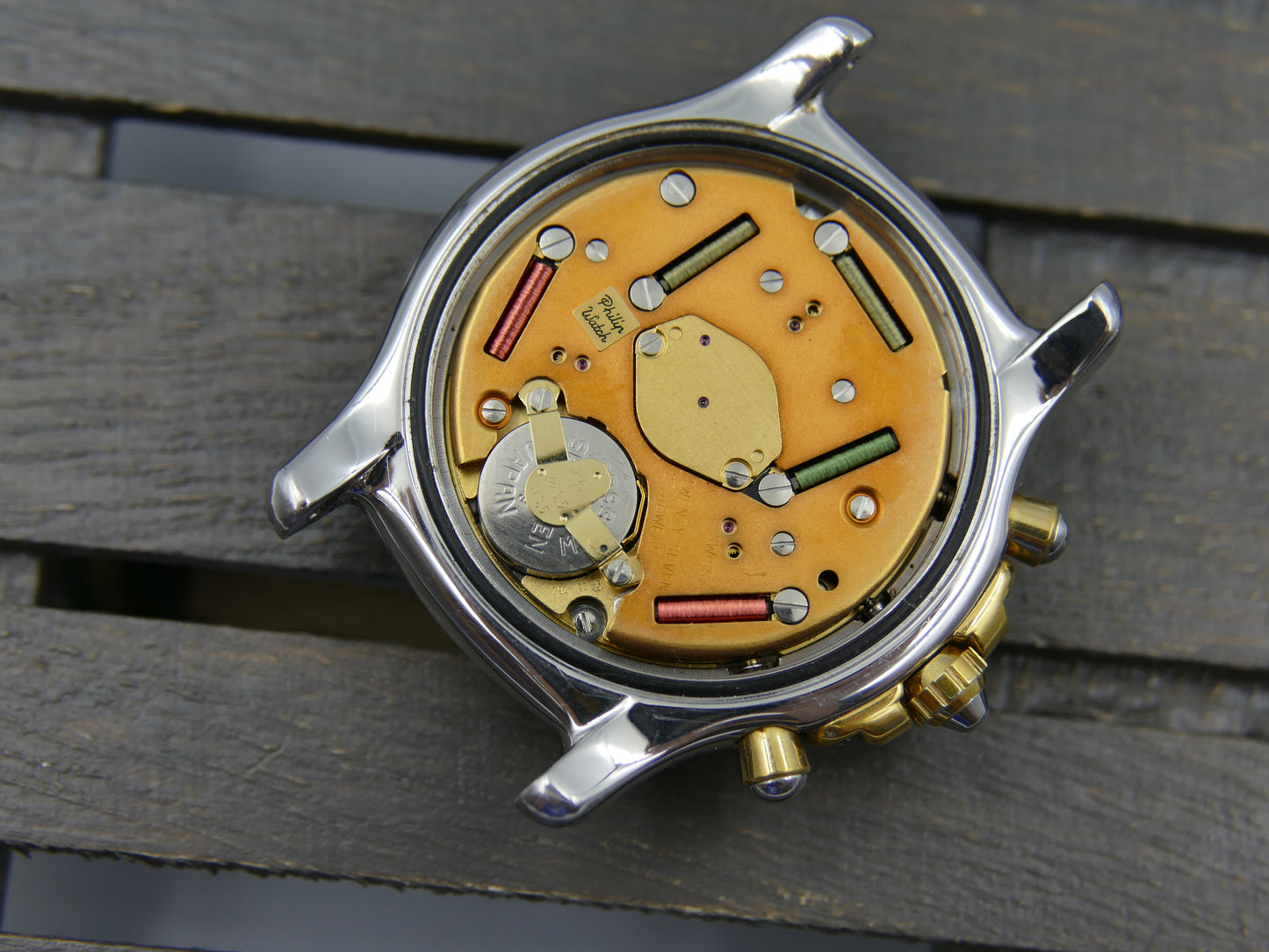 Watch mens Philip Watch Chronograph quartz ETA 251.262 steel case 42mm RARE