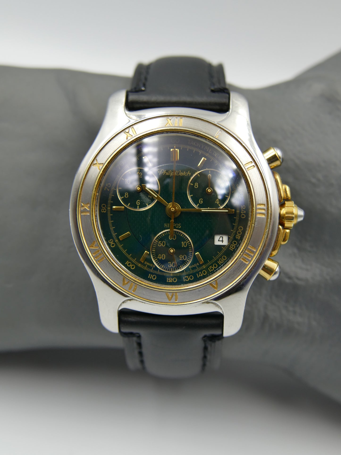 Watch mens Philip Watch Chronograph quartz ETA 251.262 steel case 42mm RARE