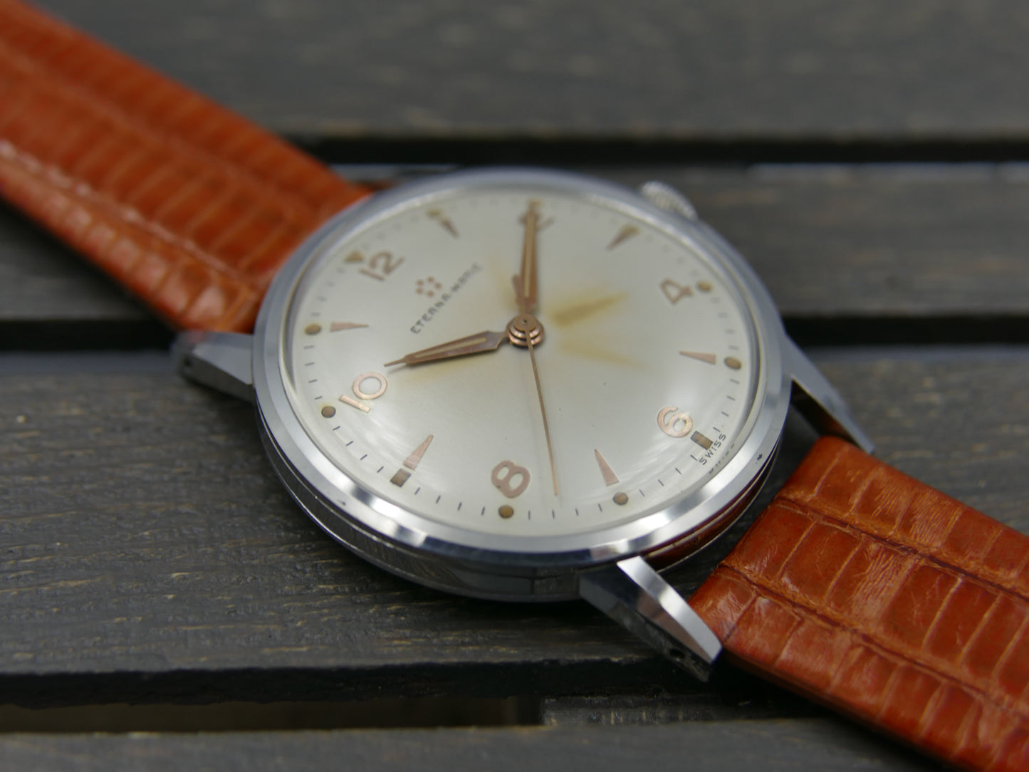 50's vintage watch mens Eterna Matic automatic cal. 1416U serviced 34mm