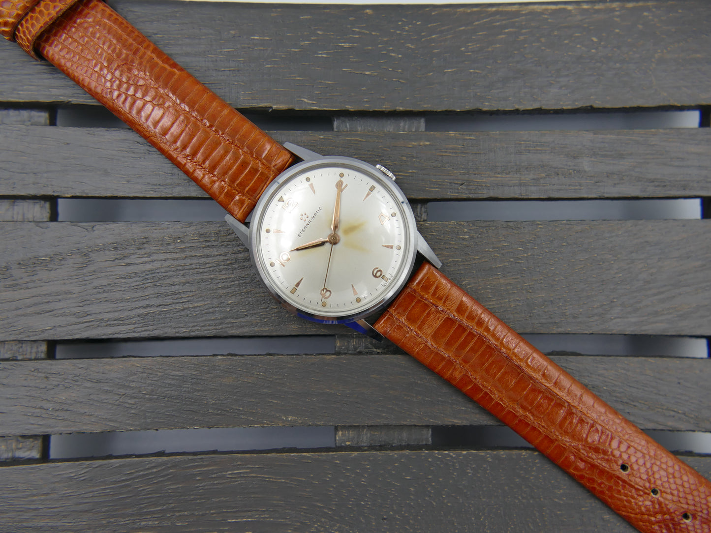 50's vintage watch mens Eterna Matic automatic cal. 1416U serviced 34mm