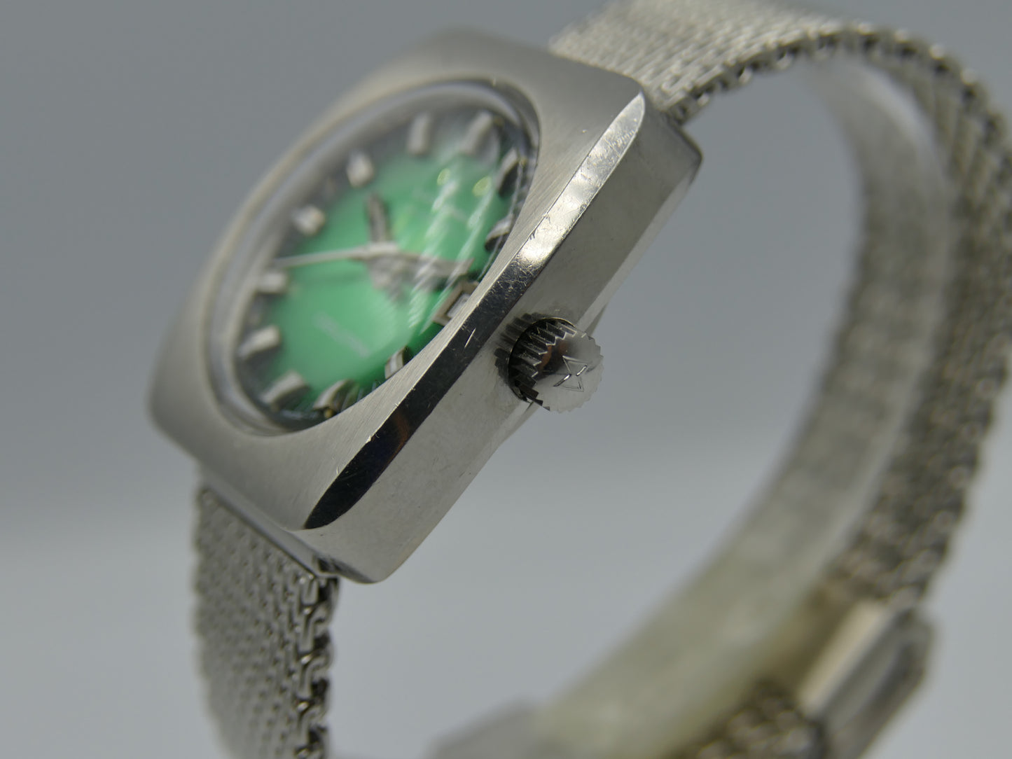 70's vintage watch mens Edox DELFIN automatic Eta 2783 green dial serviced rare