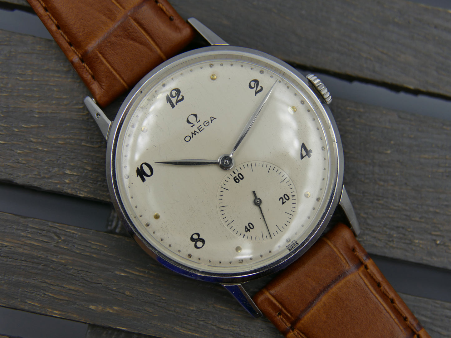 40's vintage watch mens Omega ref. 2272 -6 jumbo oversize 37mm rare