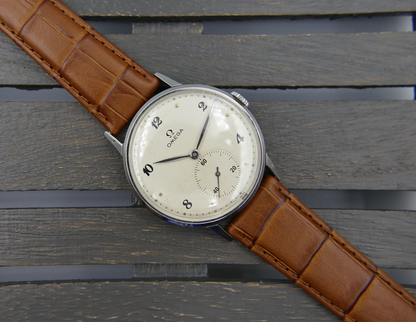 40's vintage watch mens Omega ref. 2272 -6 jumbo oversize 37mm rare