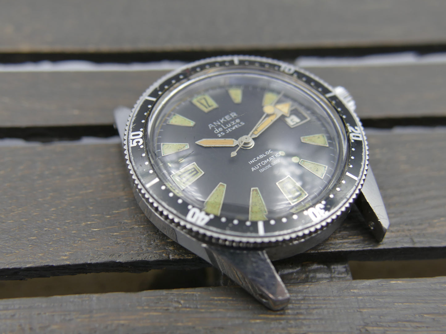 60's vintage watch mens Anker de luxe SKIN DIVER ref 8755 Pre superman 37mm