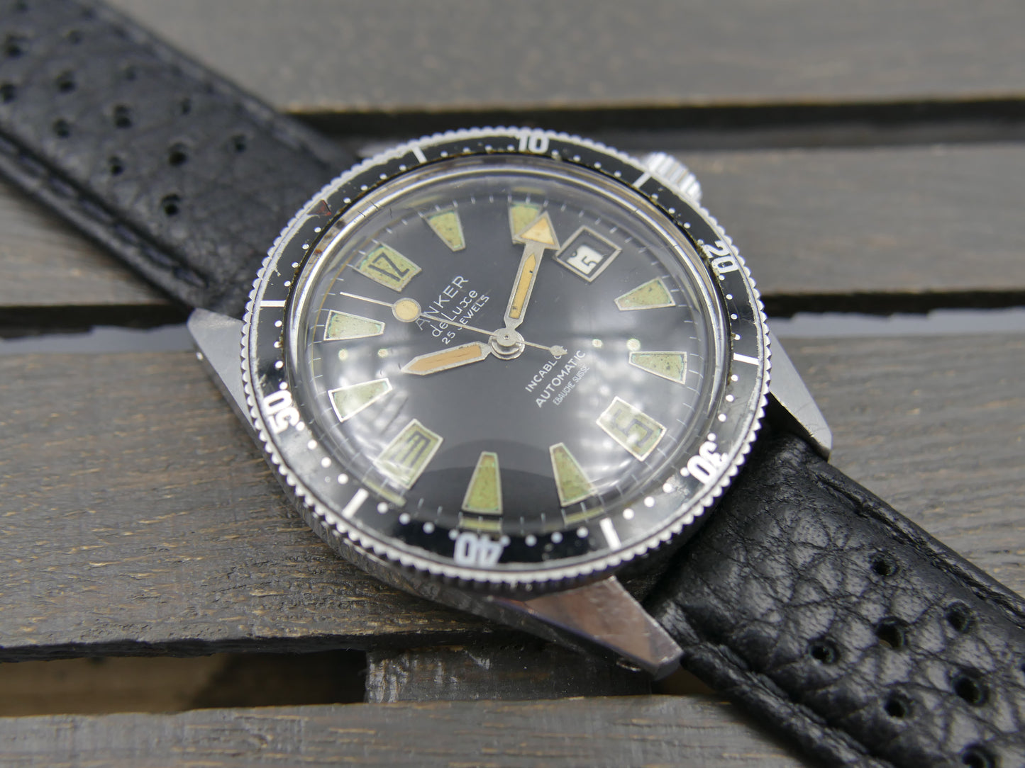 60's vintage watch mens Anker de luxe SKIN DIVER ref 8755 Pre superman 37mm