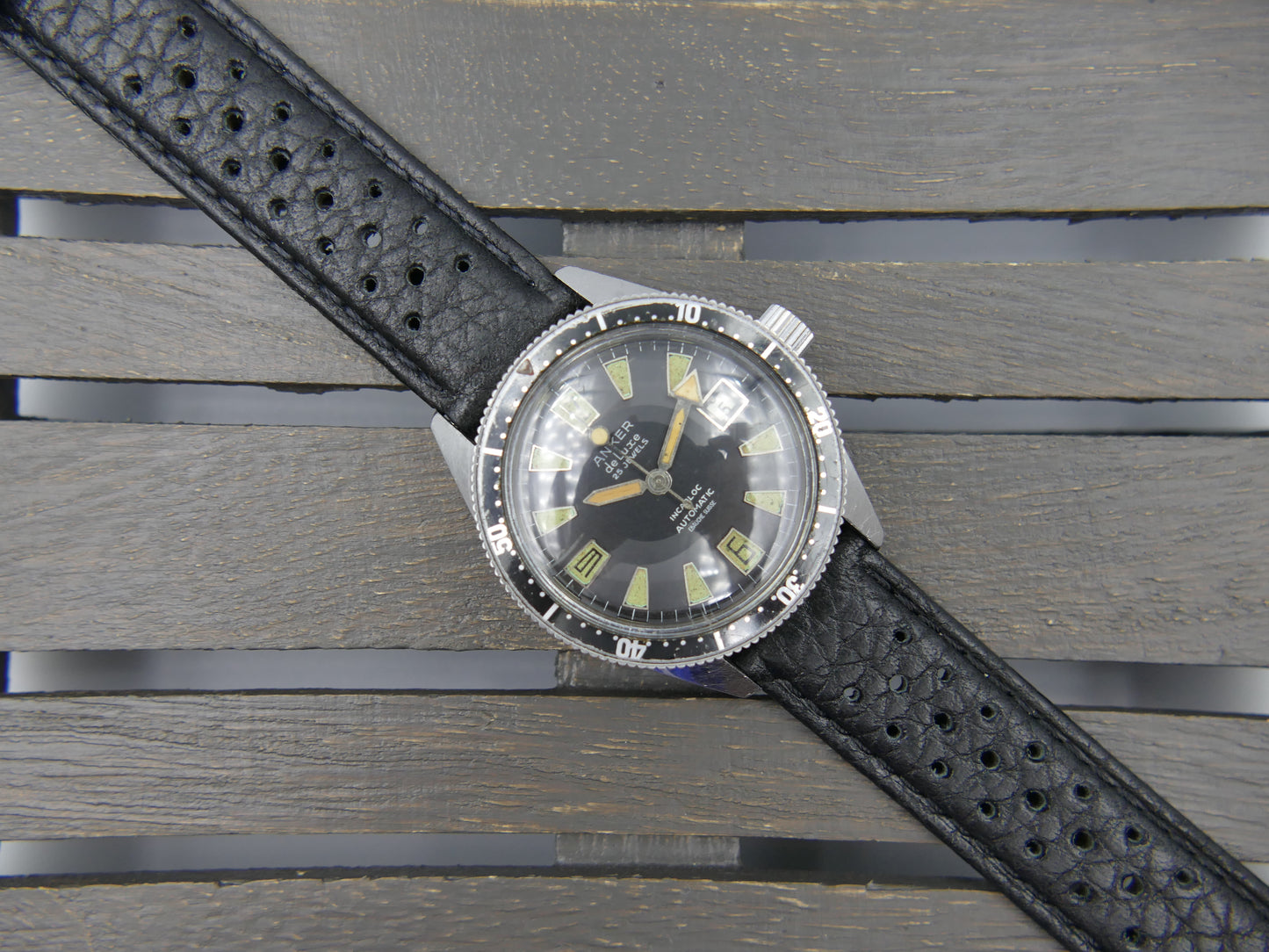 60's vintage watch mens Anker de luxe SKIN DIVER ref 8755 Pre superman 37mm