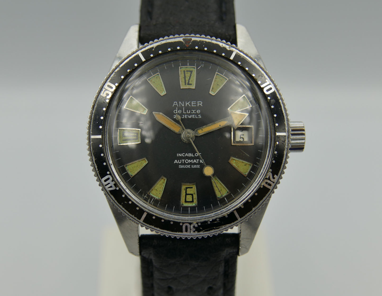 60's vintage watch mens Anker de luxe SKIN DIVER ref 8755 Pre superman 37mm