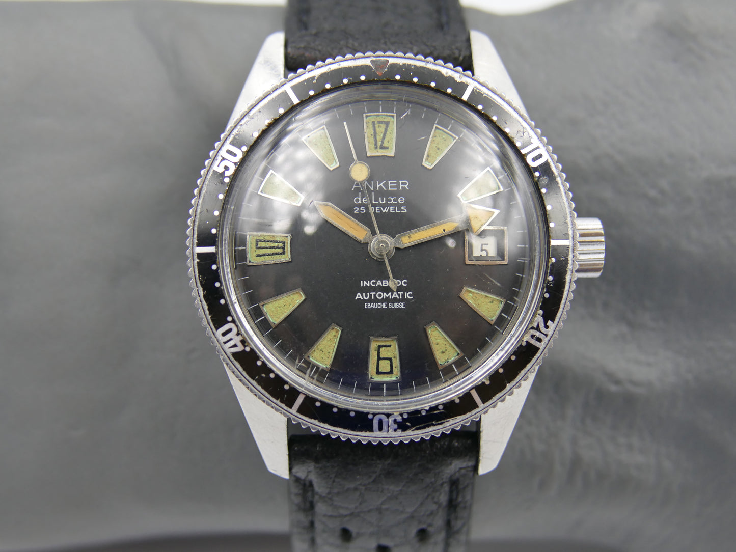 60's vintage watch mens Anker de luxe SKIN DIVER ref 8755 Pre superman 37mm