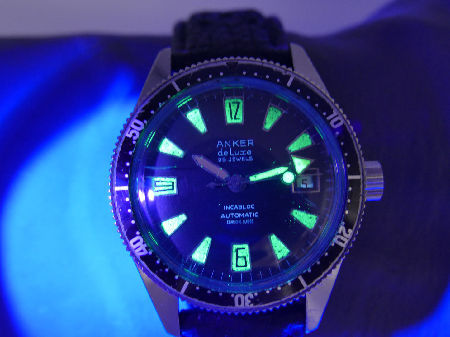 60's vintage watch mens Anker de luxe SKIN DIVER ref 8755 Pre superman 37mm