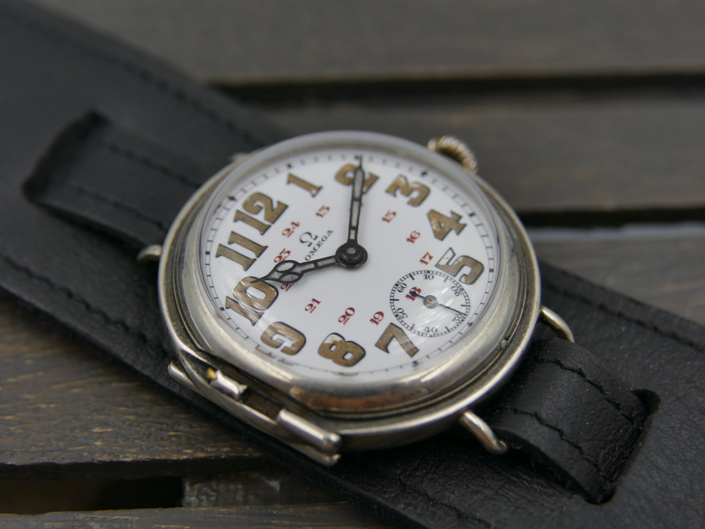 10's vintage watch WW1 Oficcer Omega trench ref. 568.13 cal. 13''' SOB rare