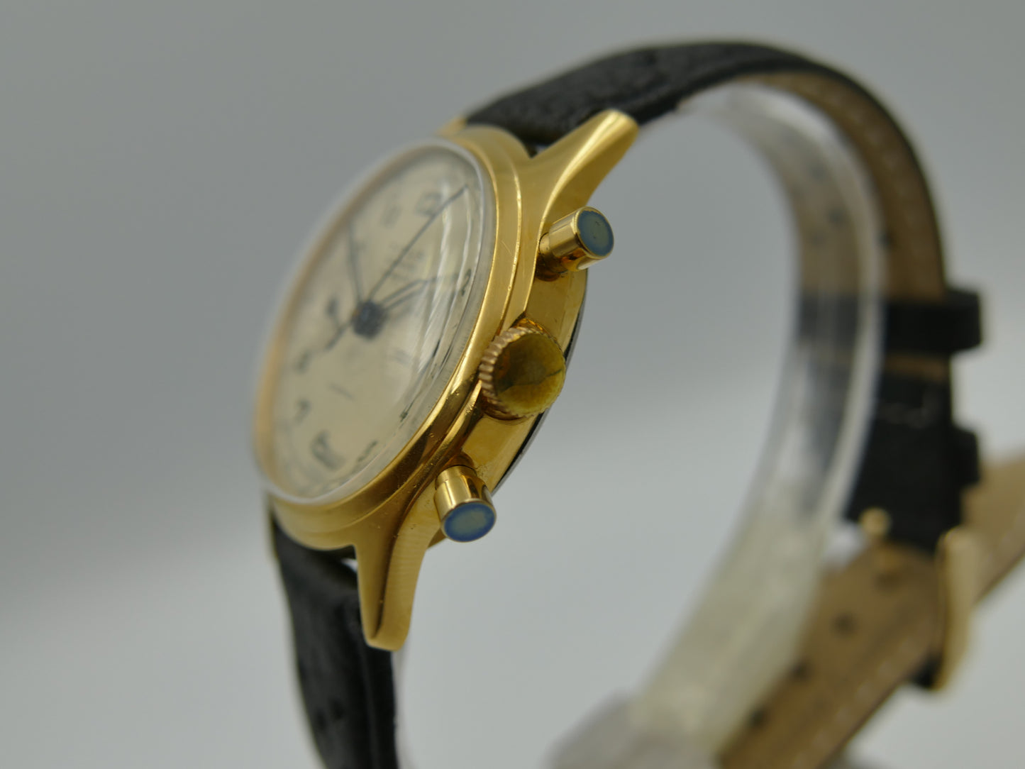 50's vintage watch mens Titus Genève ref 957 Chronograph Landeron 48 gold pl 37mm