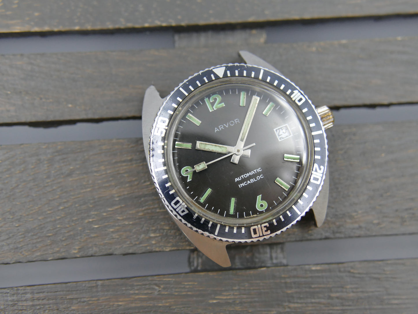 vintage watch mens diver Arvor automatic FE steel