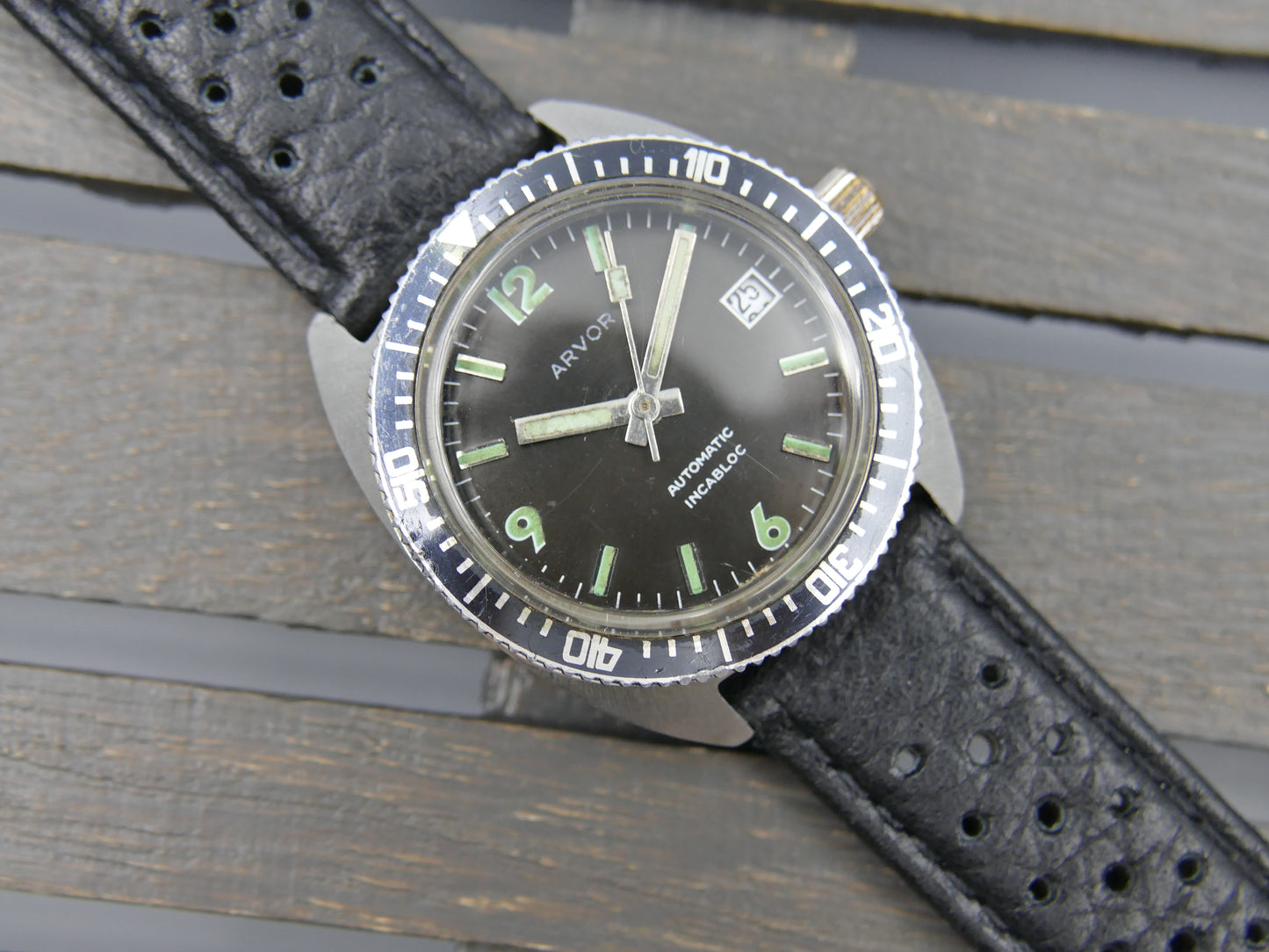 vintage watch mens diver Arvor automatic FE steel