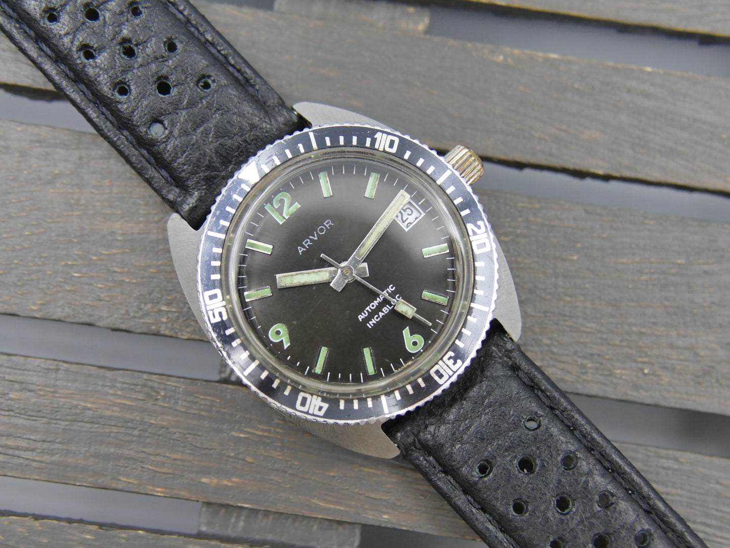 vintage watch mens diver Arvor automatic FE steel