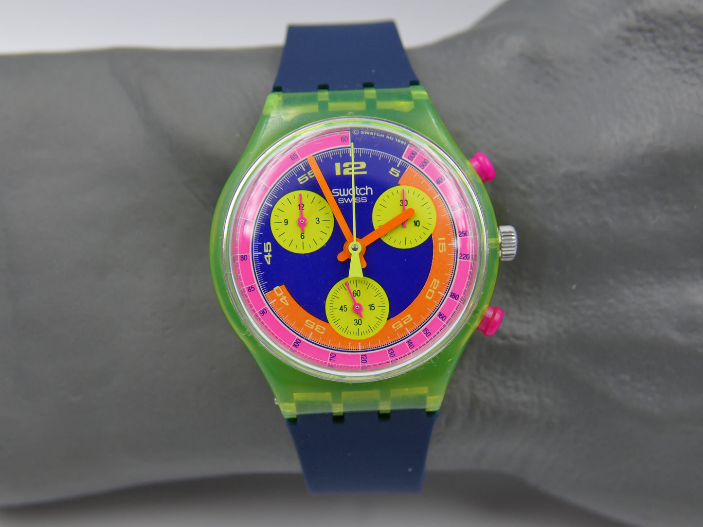 90s vintage watch mens Swatch GRAND PRIX SCJ101 chronograph quartz serviced
