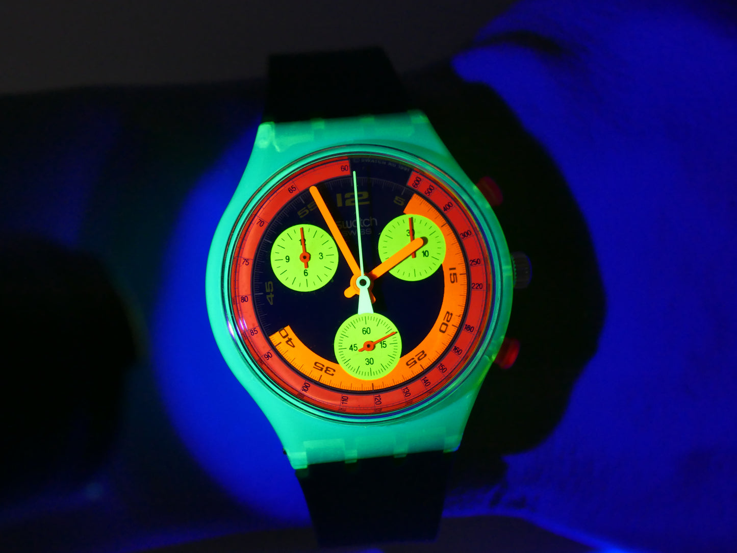 90s vintage watch mens Swatch GRAND PRIX SCJ101 chronograph quartz serviced