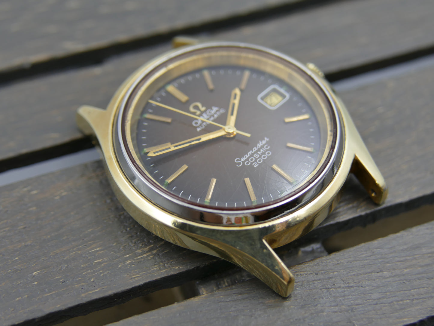 70s vintage watch mens big Omega Seamaster Cosmic 2000 ref 166.128 automatic 1012 Brown Spider Dial 38mm