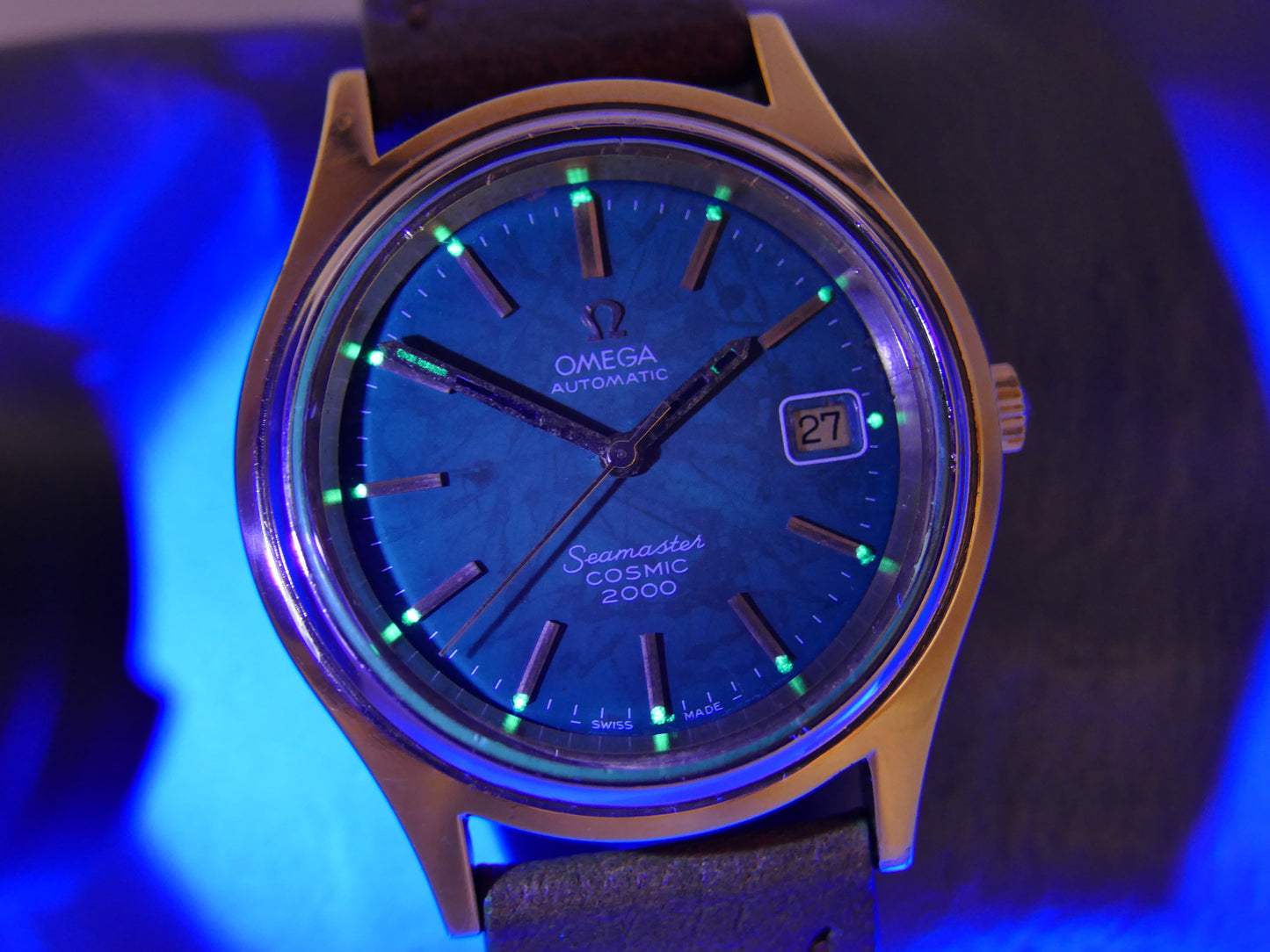 70s vintage watch mens big Omega Seamaster Cosmic 2000 ref 166.128 automatic 1012 Brown Spider Dial 38mm