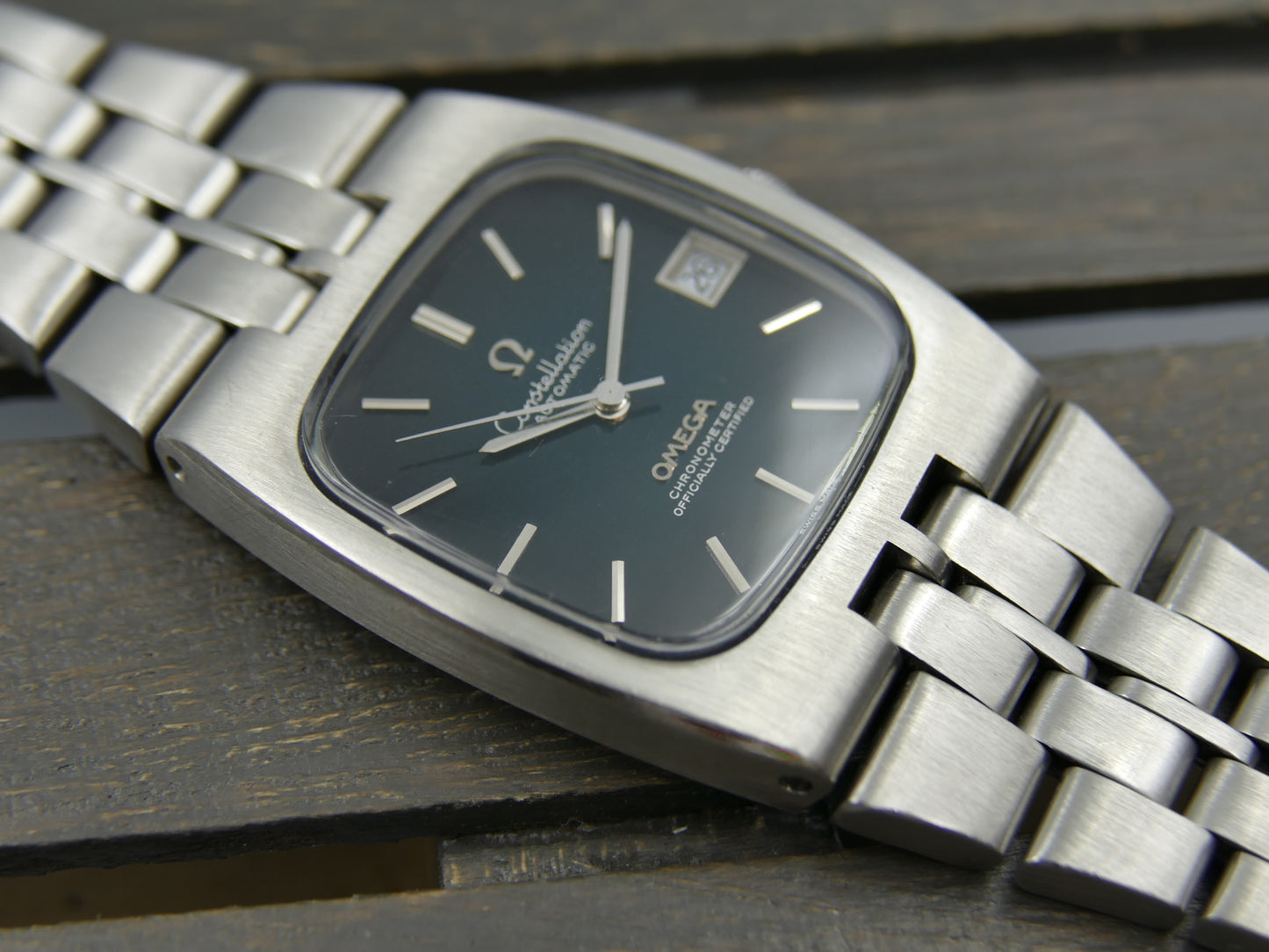 70's vintage watch mens Omega Constellation Chronometer ref. 168.047 green dial