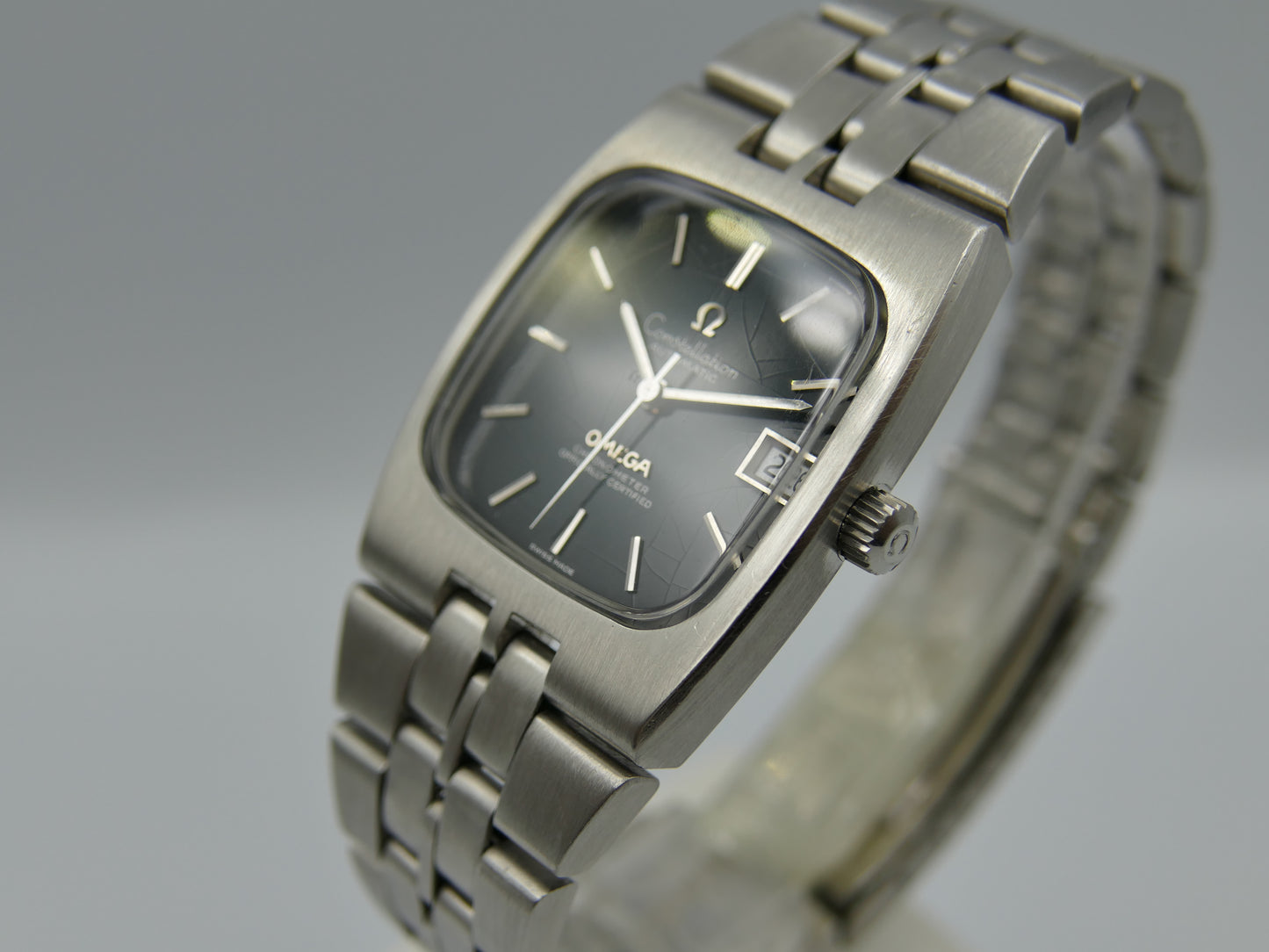 70's vintage watch mens Omega Constellation Chronometer ref. 168.047 green dial