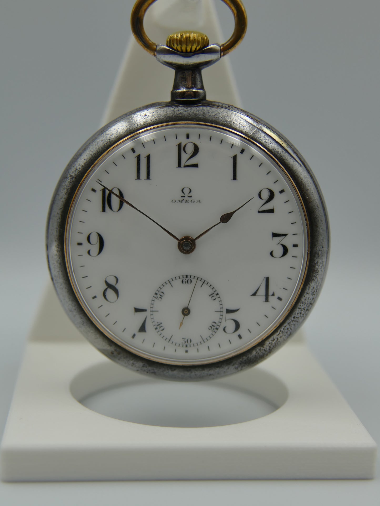 10’s vintage pocket gousset watch Omega gun metal 18’’’ serviced
