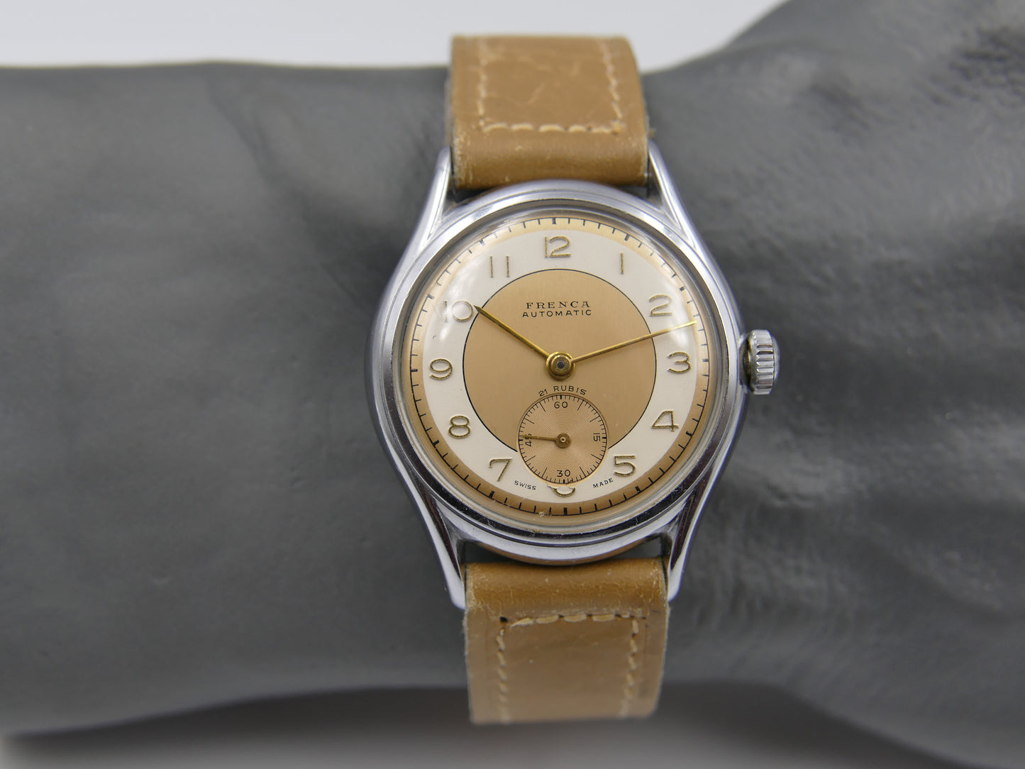 40's vintage watch mens swiss FRENCA buser freres automatic N.O.S