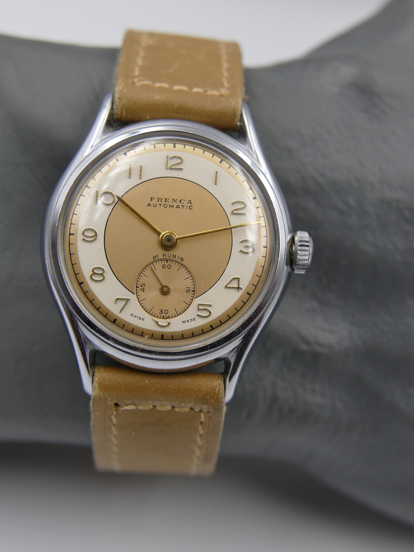 40's vintage watch mens swiss FRENCA buser freres automatic N.O.S