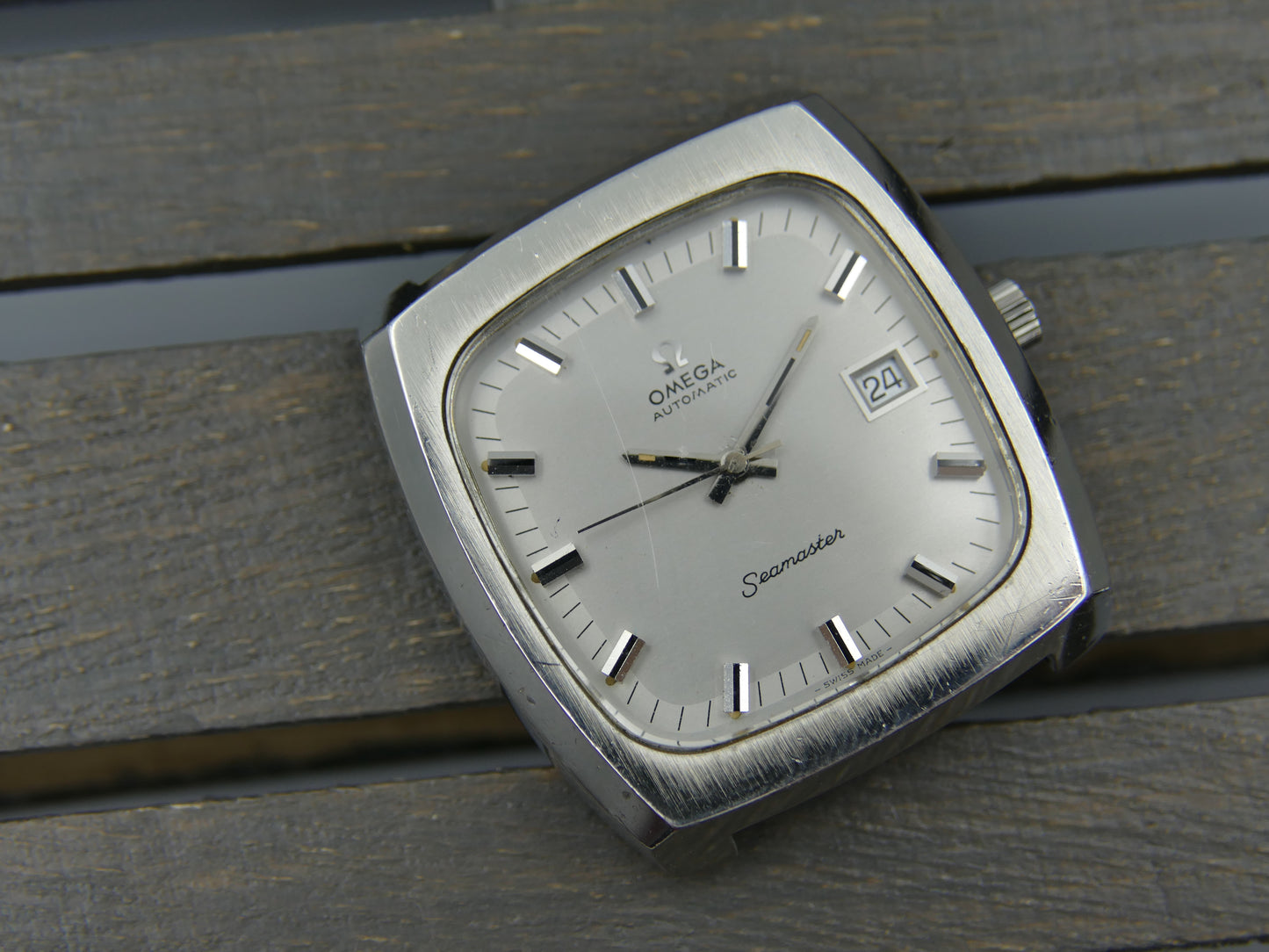 70s vintage watch mens Omega Seamaster ref. 166.0138 automatic 1012 Big Square tv