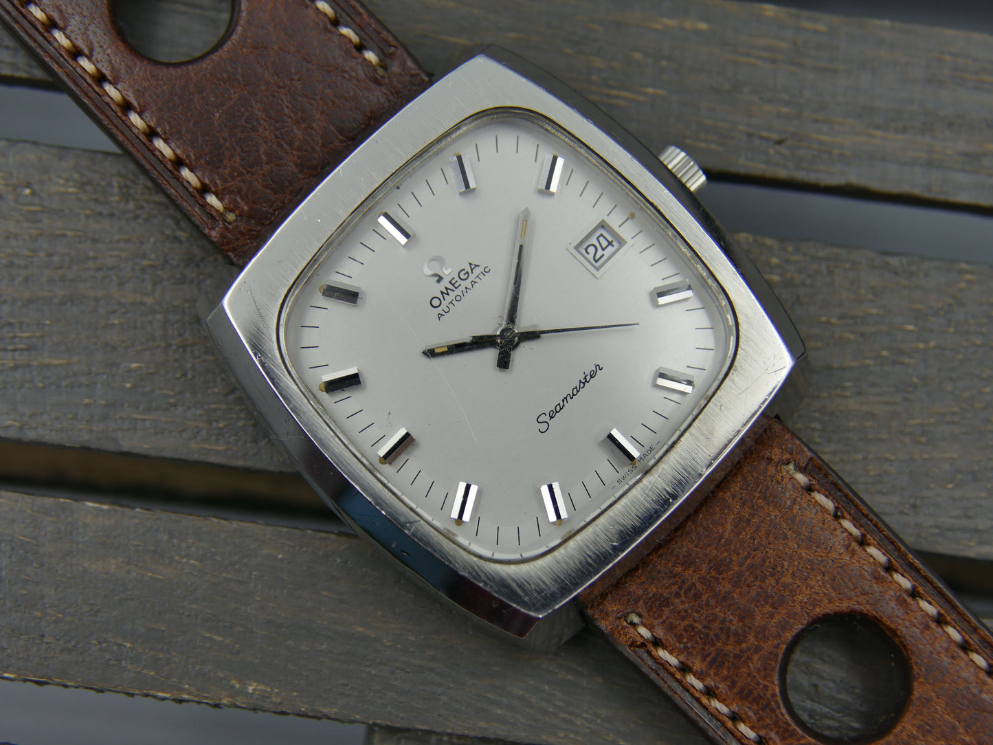 70s vintage watch mens Omega Seamaster ref. 166.0138 automatic 1012 Big Square tv