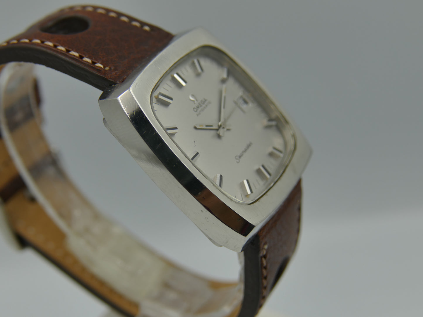 70s vintage watch mens Omega Seamaster ref. 166.0138 automatic 1012 Big Square tv