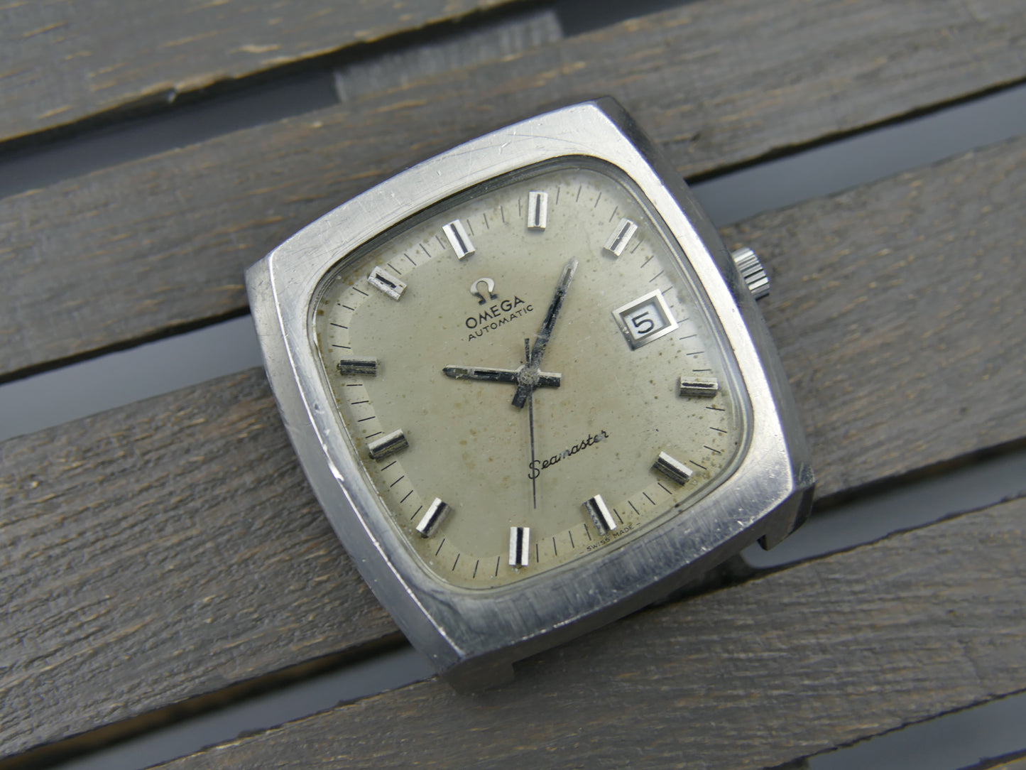 70s vintage watch mens Omega Seamaster ref. 166.0138 automatic 1012 Big Square tv