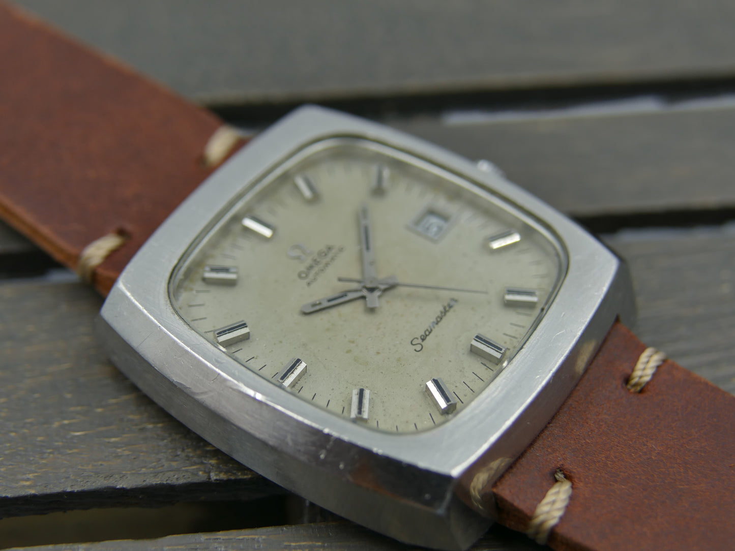 70s vintage watch mens Omega Seamaster ref. 166.0138 automatic 1012 Big Square tv
