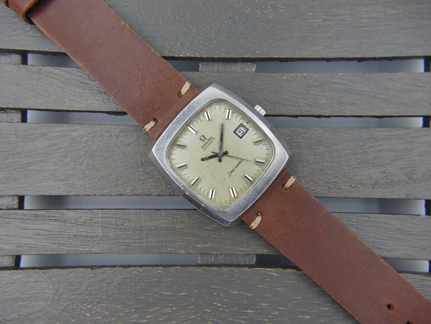70s vintage watch mens Omega Seamaster ref. 166.0138 automatic 1012 Big Square tv