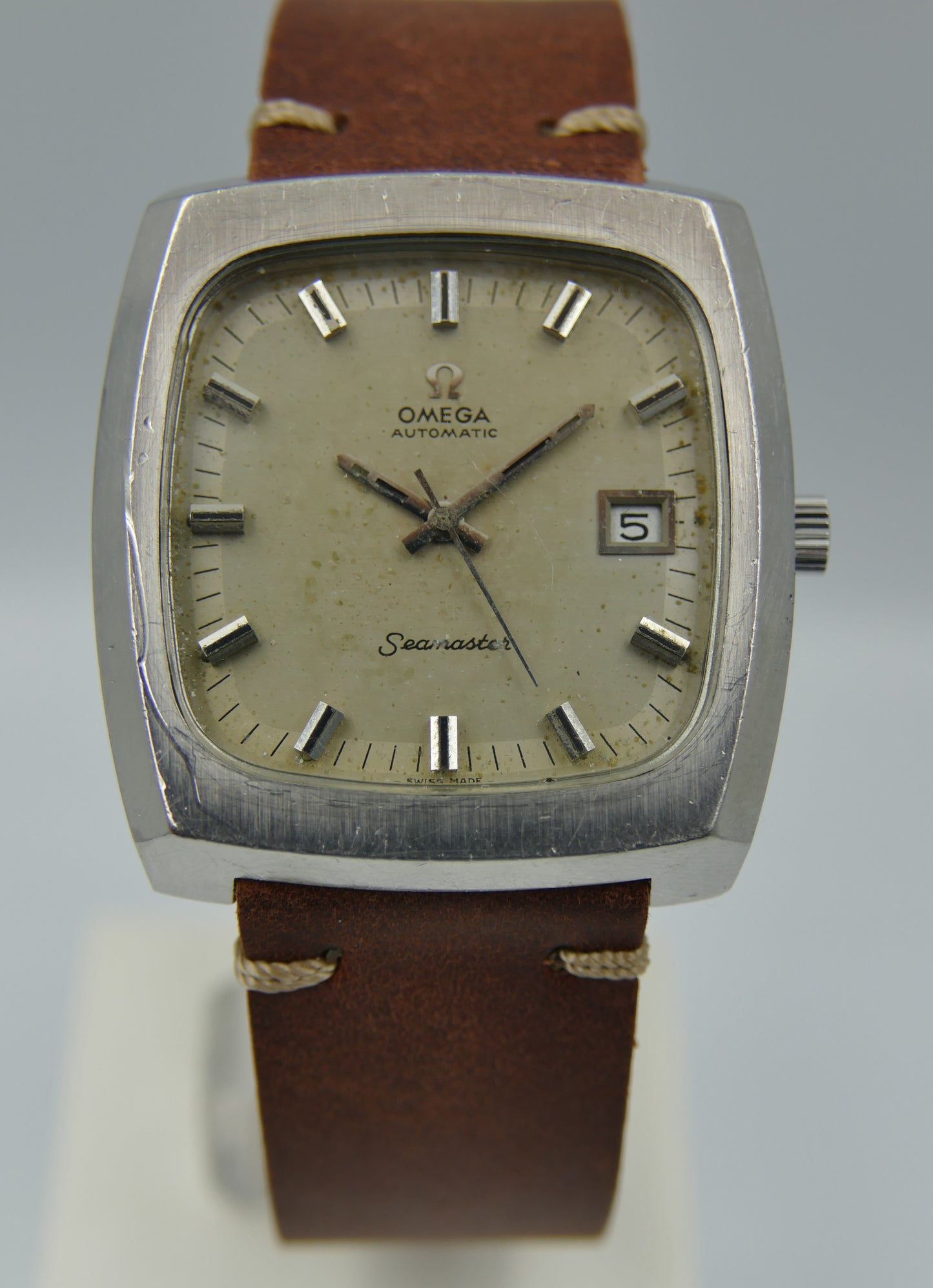 70s vintage watch mens Omega Seamaster ref. 166.0138 automatic 1012 Big Square tv