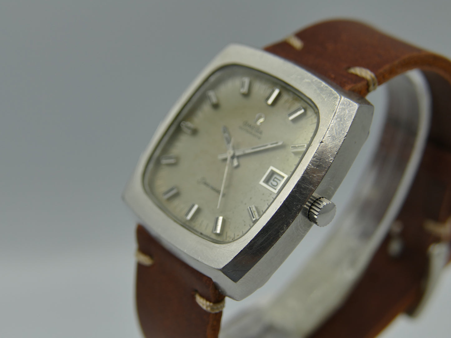70s vintage watch mens Omega Seamaster ref. 166.0138 automatic 1012 Big Square tv